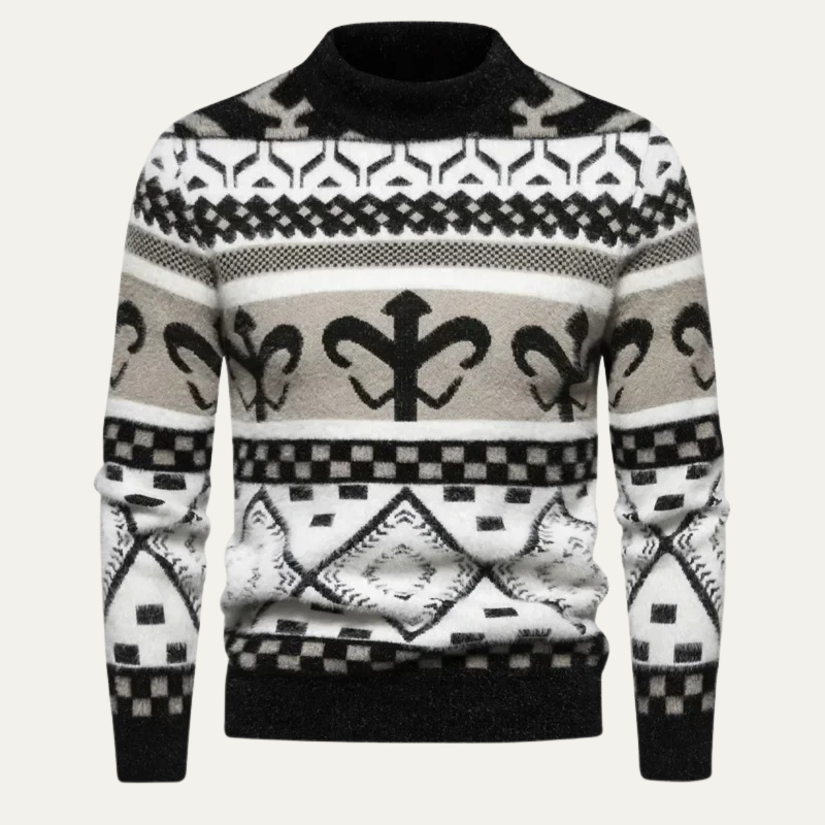 Men's Textured Crew Neck Pullover Sweater