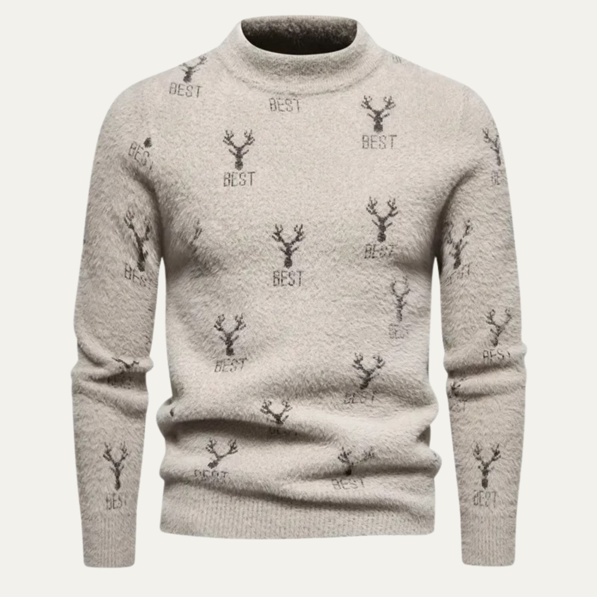 Men's Textured Crew Neck Pullover Sweater
