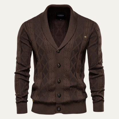 Soft Crew Neck Cable Knit Cardigan Sweater - OutfitLondon