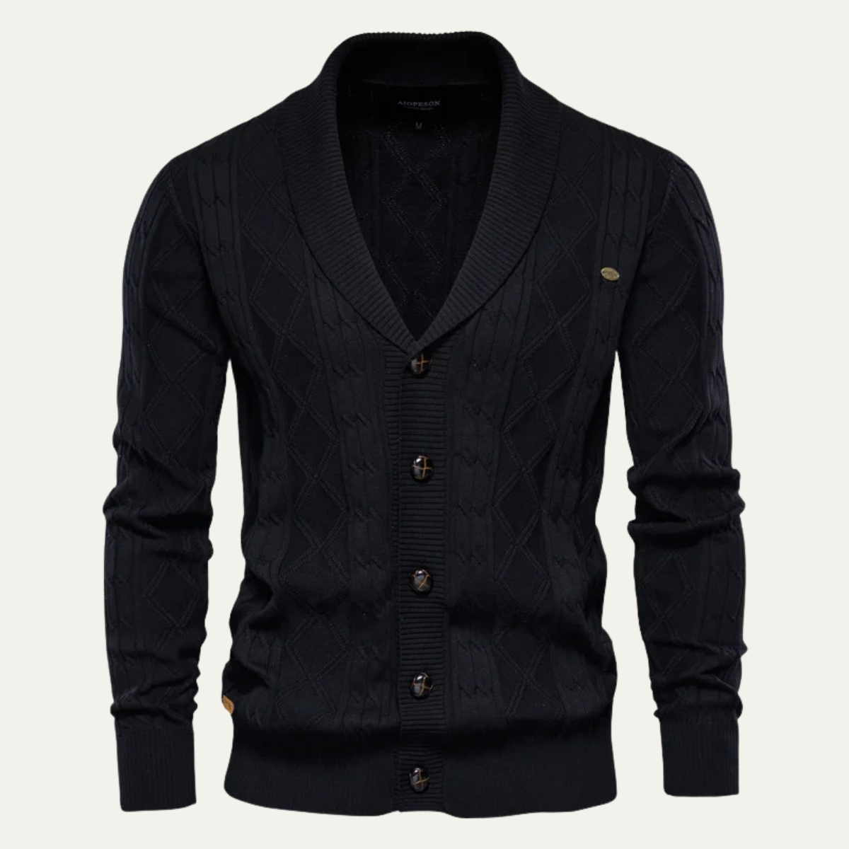 Soft Crew Neck Cable Knit Cardigan Sweater