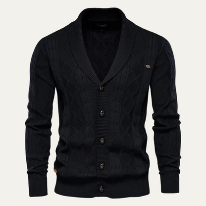 Soft Crew Neck Cable Knit Cardigan Sweater