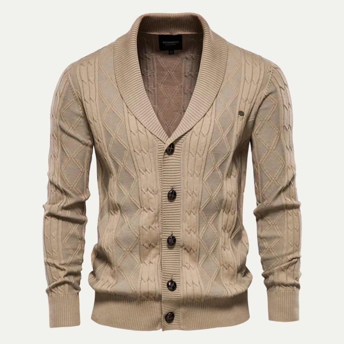 Soft Crew Neck Cable Knit Cardigan Sweater
