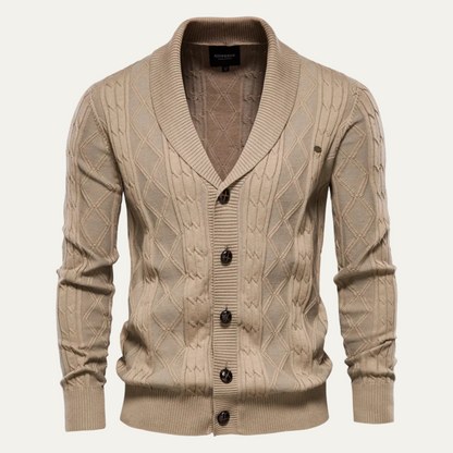 Soft Crew Neck Cable Knit Cardigan Sweater