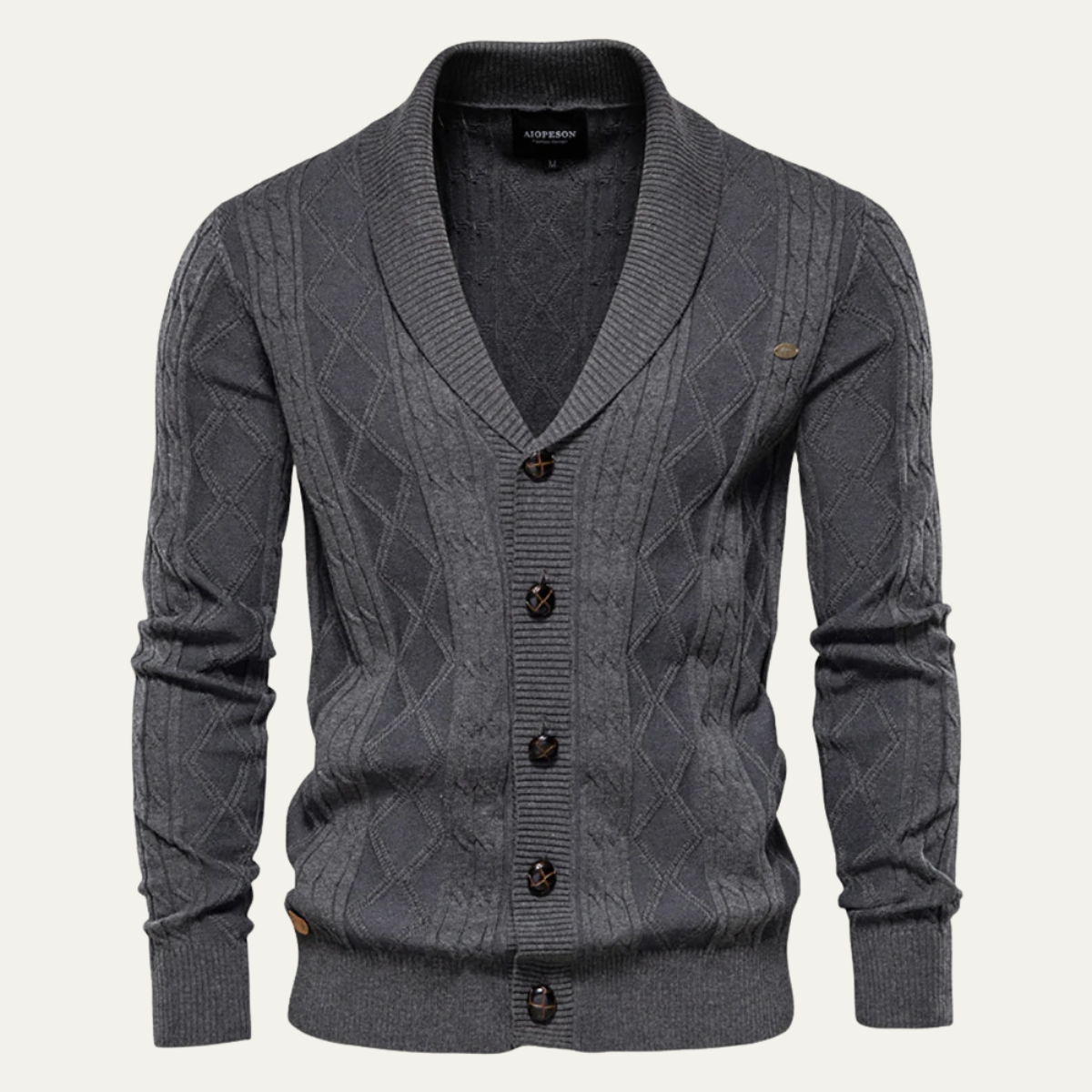 Soft Crew Neck Cable Knit Cardigan Sweater