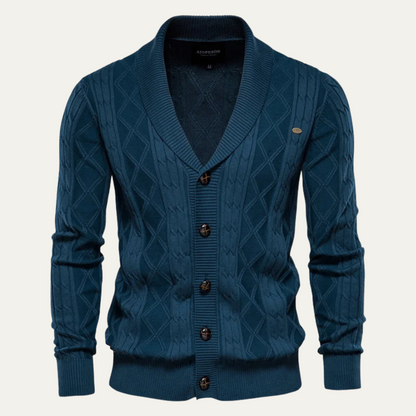 Soft Crew Neck Cable Knit Cardigan Sweater