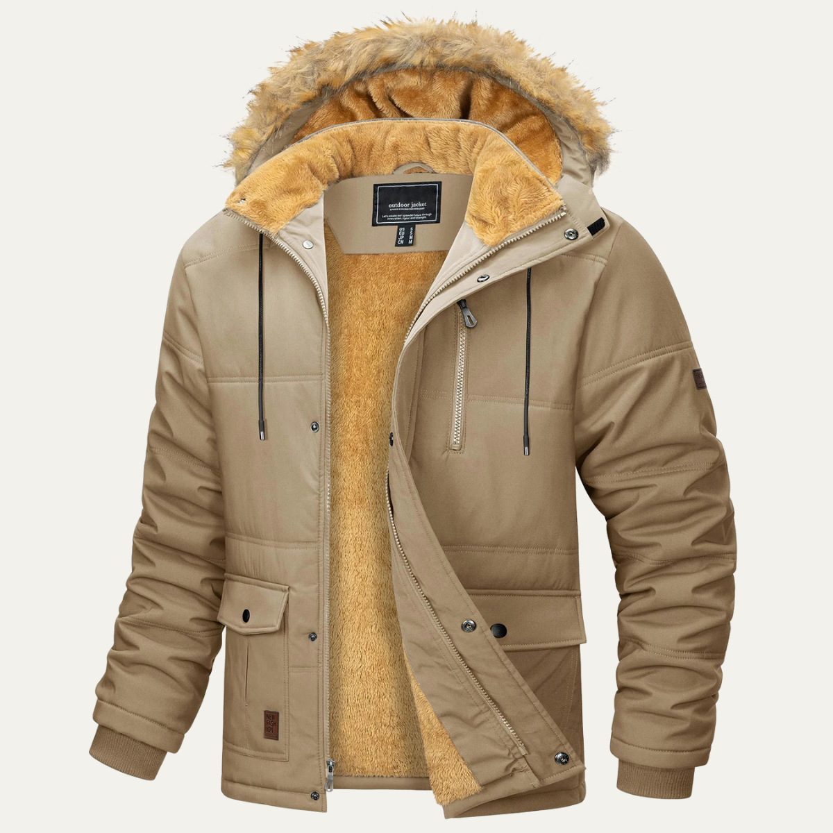 Men's Warm Thick Fleece Lined Parka Jacket