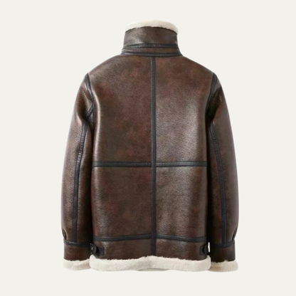 Warm Faux Leather Aviator Coat for Men
