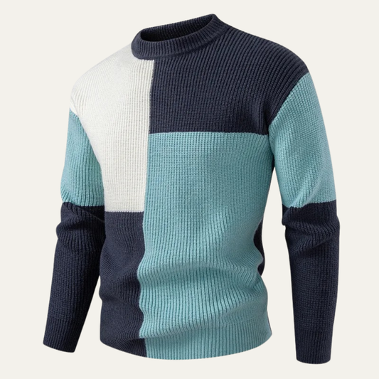 Men's Thick Striped Crew Neck Knit Sweater - OutfitLondon