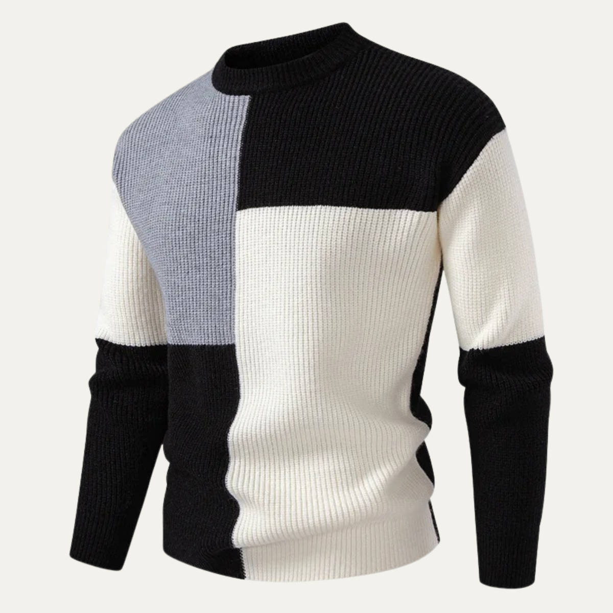 Men's Thick Striped Crew Neck Knit Sweater