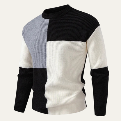 Men's Thick Striped Crew Neck Knit Sweater