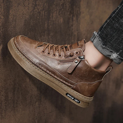 Classic Brown Leather Basketball Shoes