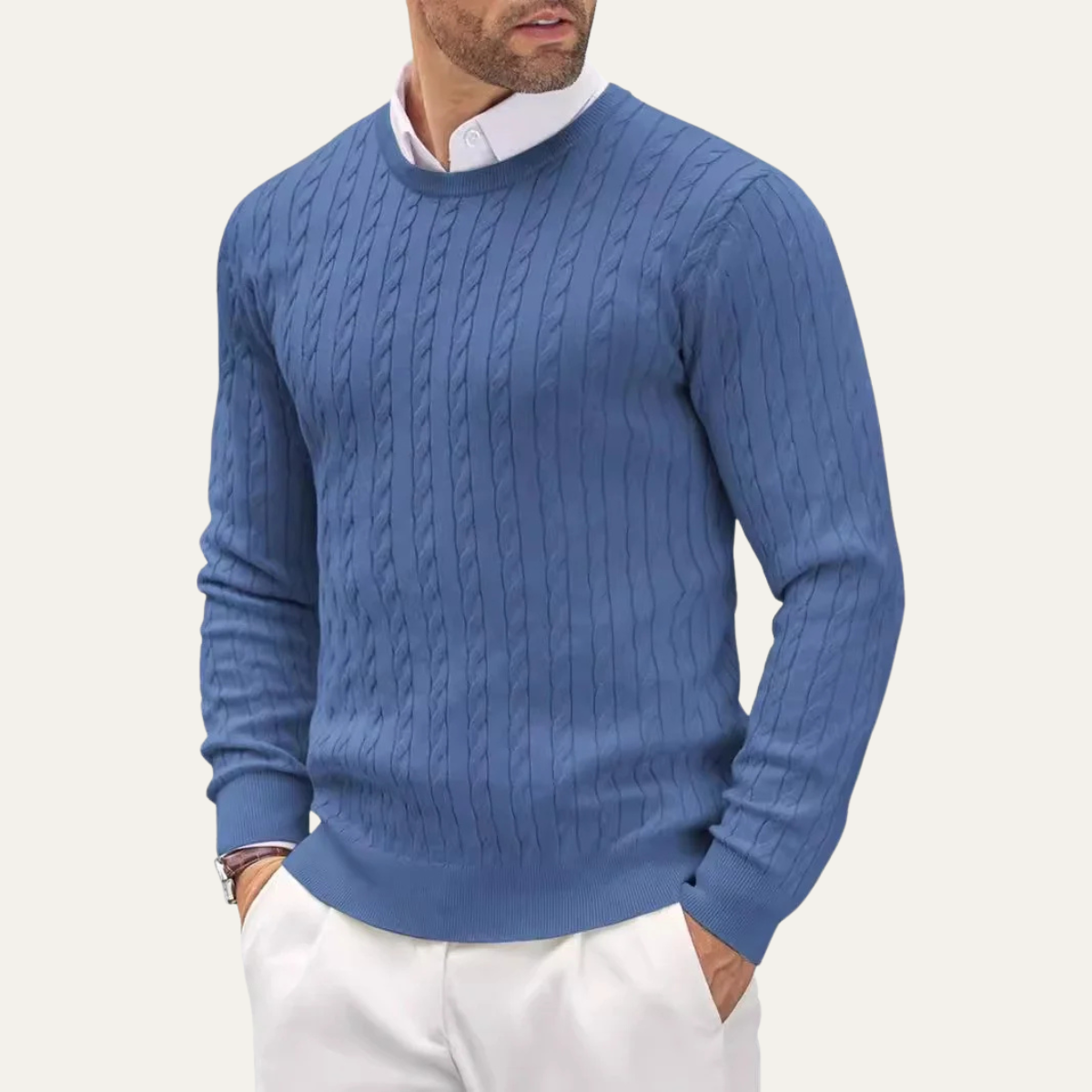Soft Crew Neck Cotton Sweater for Men