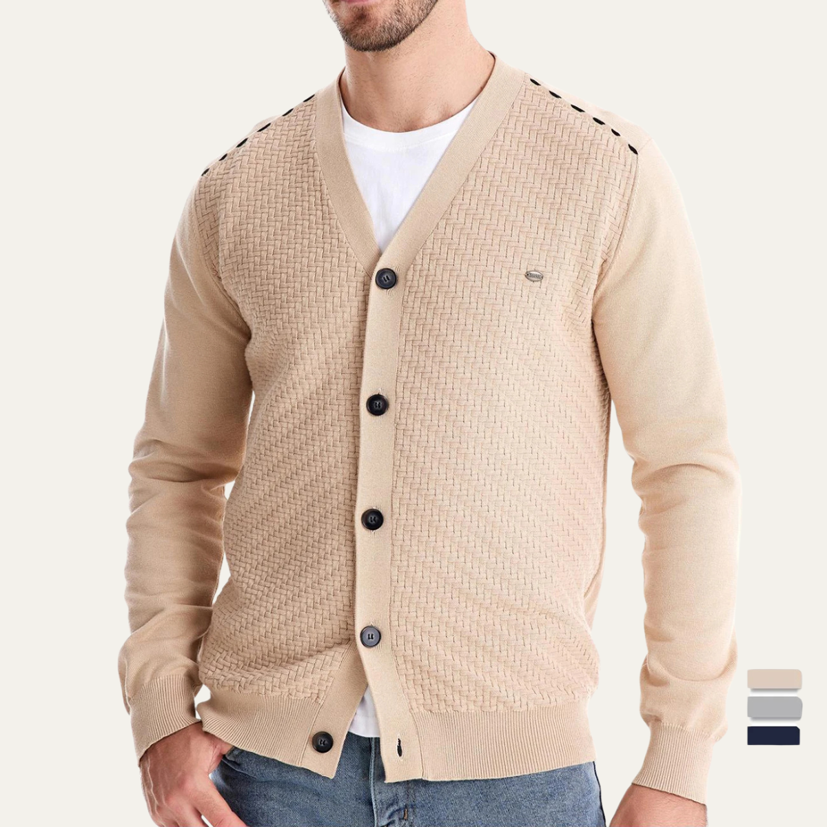 Classic Men's Open Front Cardigan Sweater