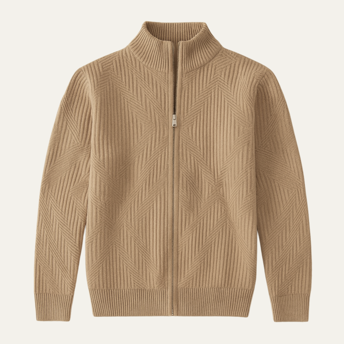 Men's Textured Zip Up Knit Jacket