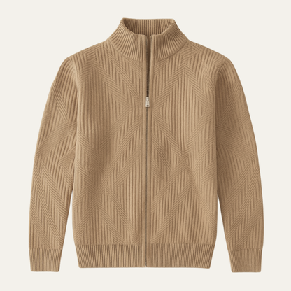 Men's Textured Zip Up Knit Jacket