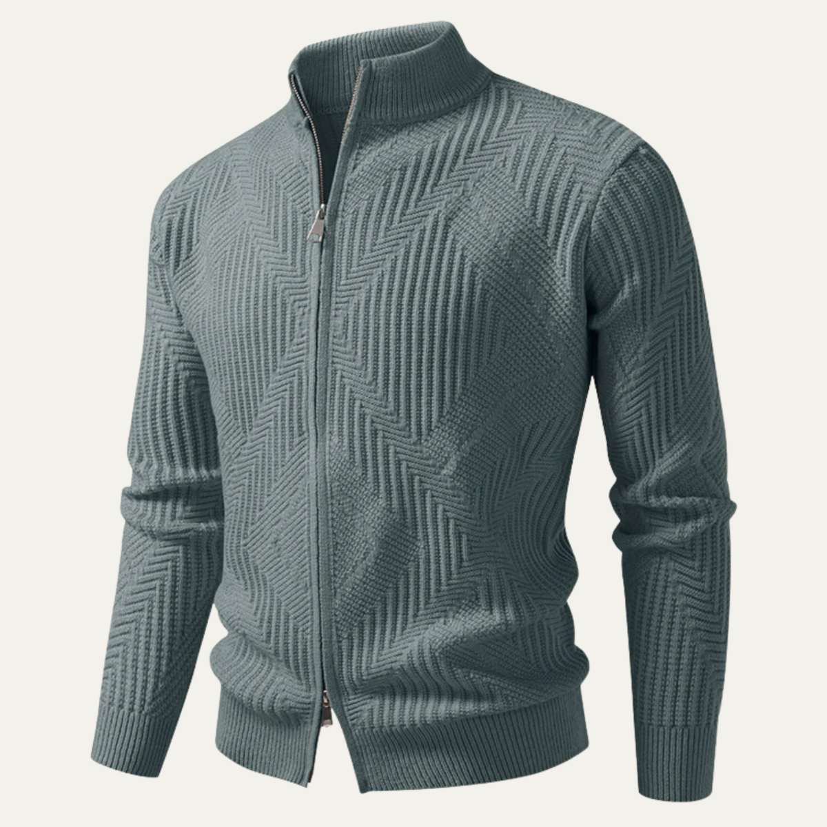 Men's Textured Zip Up Knit Jacket
