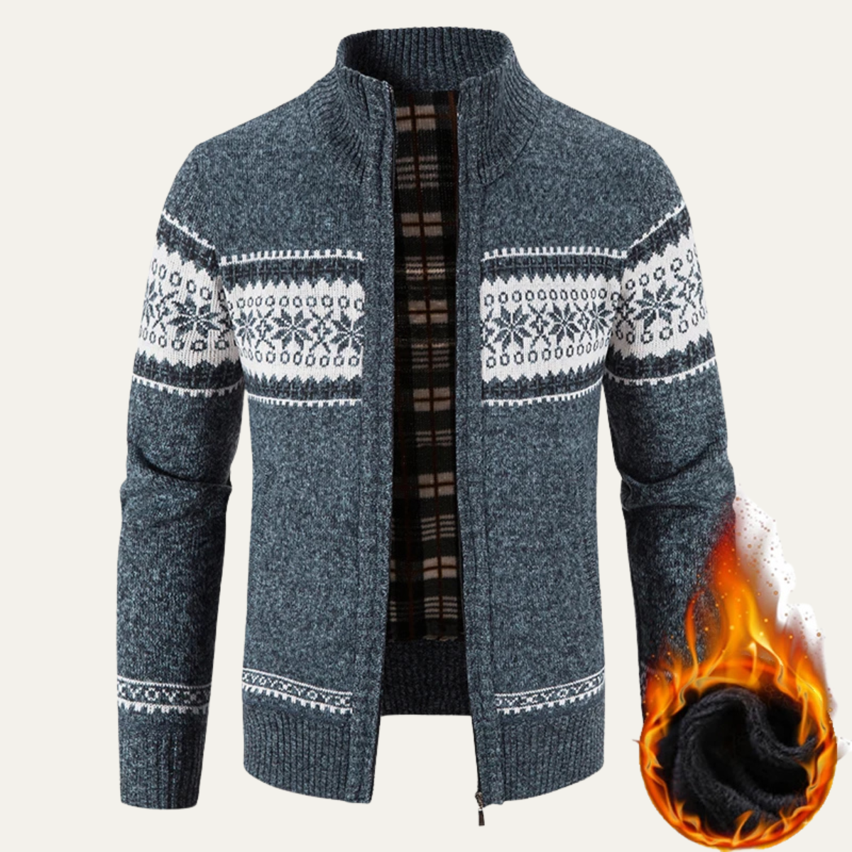 Warm Crew Neck Knit Cardigan for Men