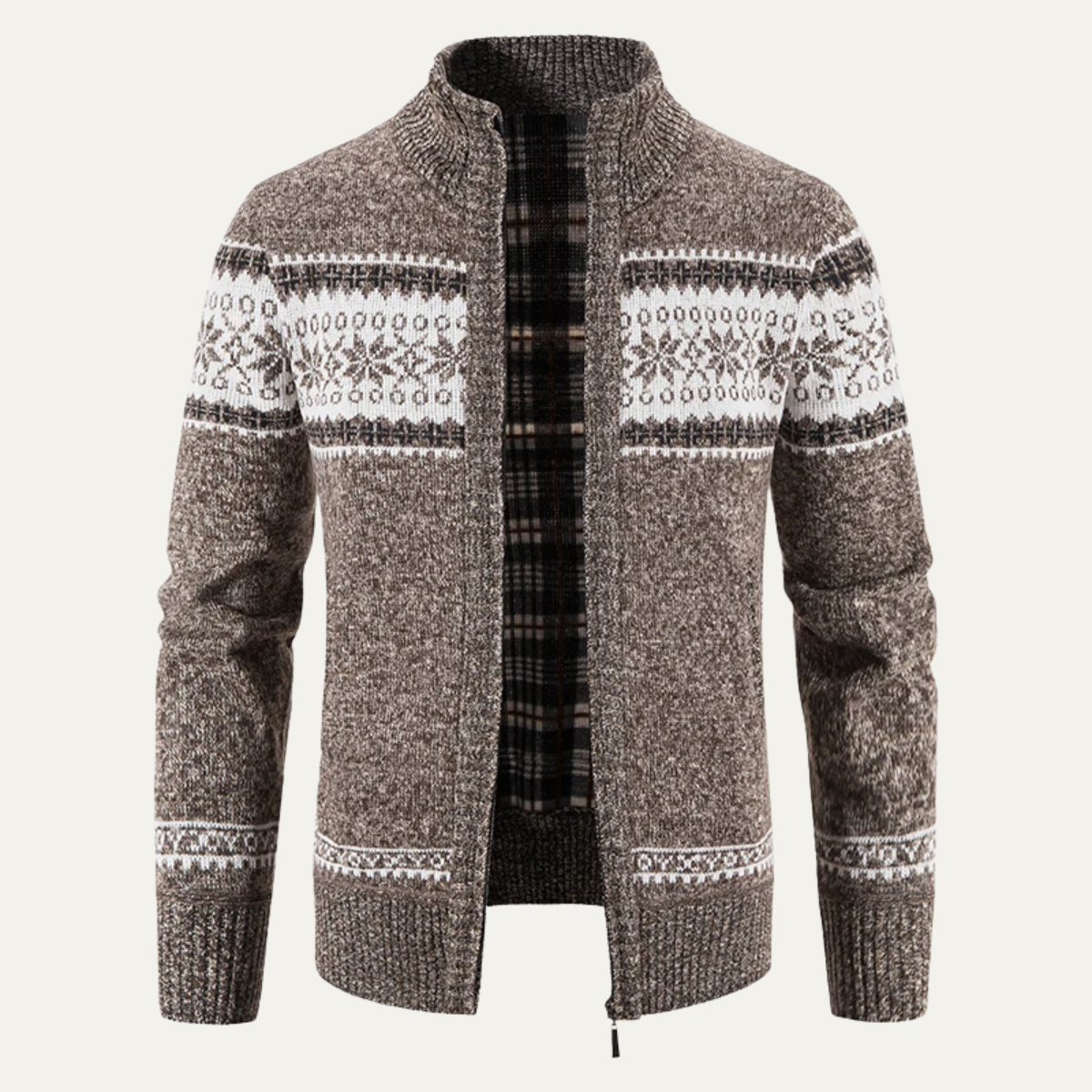 Warm Crew Neck Knit Cardigan for Men