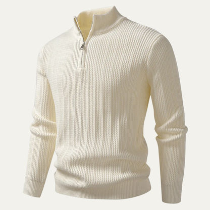 Men's Textured Thermal Quarter Zip Sweater - OutfitLondon