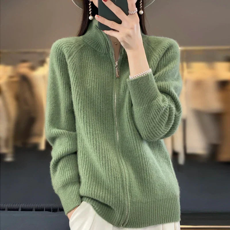 Warm Women's Chunky Zipper Sweater - OutfitLondon