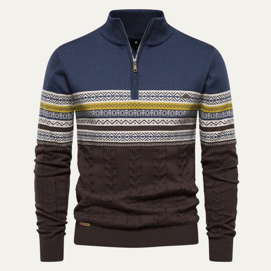 Classic Vintage Quarter Zip Pullover Sweater - OutfitLondon
