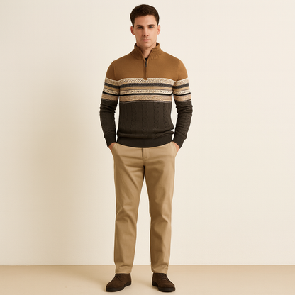 Classic Vintage Quarter Zip Pullover Sweater