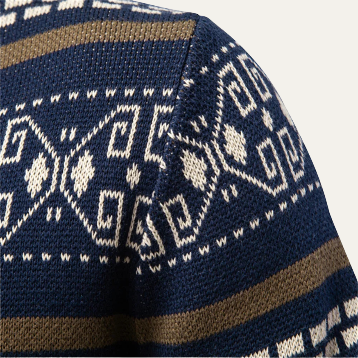 Men's Knitted Patterned Zip Up Sweater