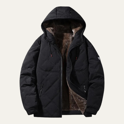 Warm Insulated Men's Quilted Jacket with Faux Fur Lining - OutfitLondon