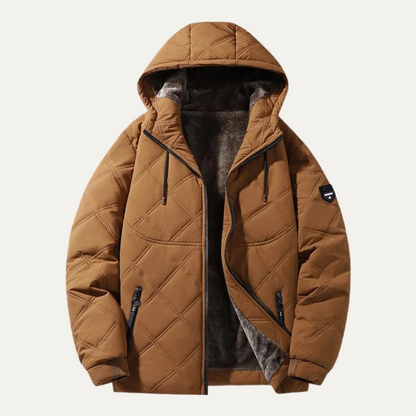 Warm Insulated Men's Quilted Jacket with Faux Fur Lining