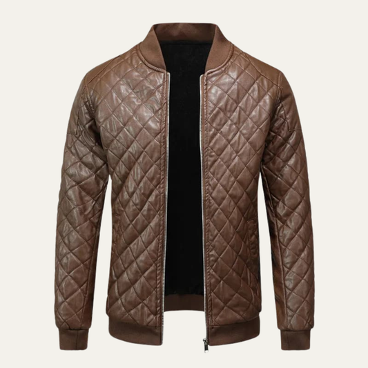 Men's Padded Synthetic Leather Jacket Coat - OutfitLondon