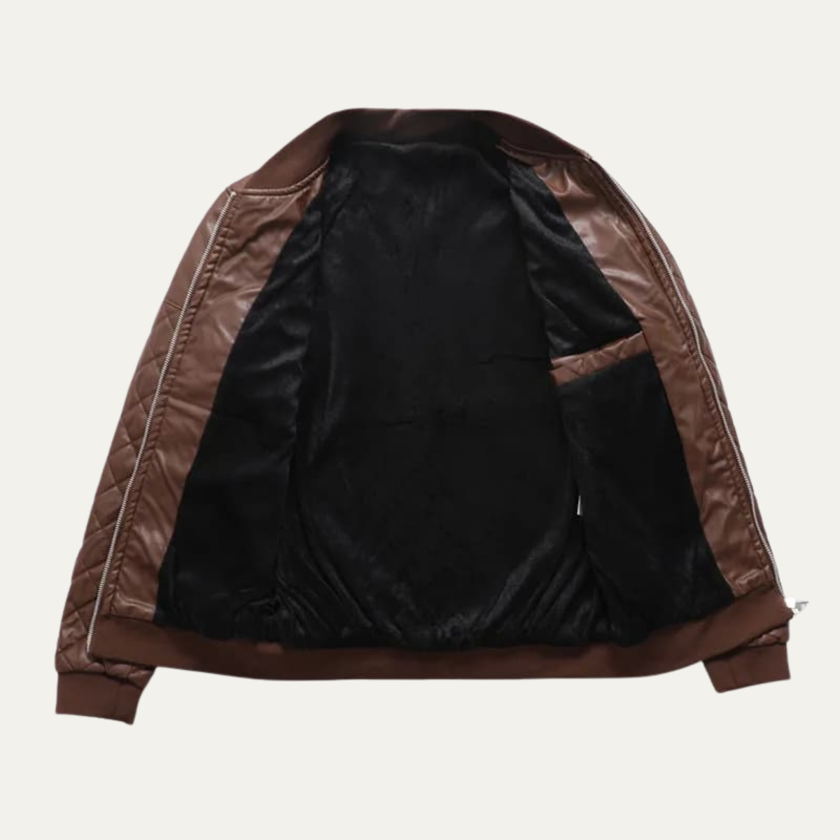 Men's Padded Synthetic Leather Jacket Coat