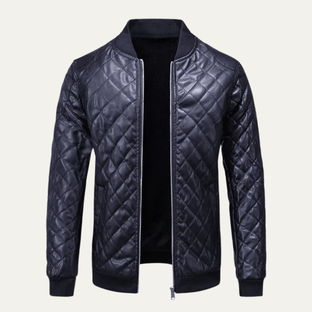Men's Padded Synthetic Leather Jacket Coat