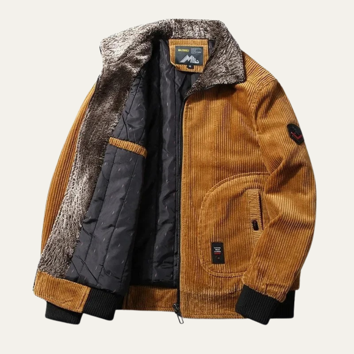 Men's Warm Faux Fur Lined Bomber Jacket - OutfitLondon