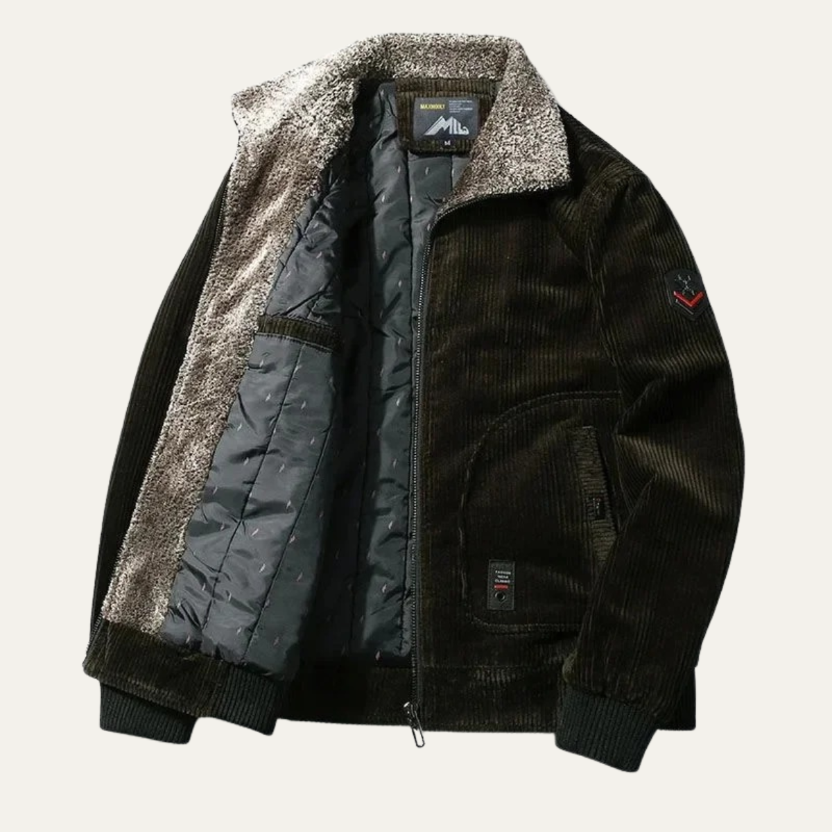 Men's Warm Faux Fur Lined Bomber Jacket