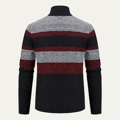 Men's Multicolor Stripe Zip Up Sweater