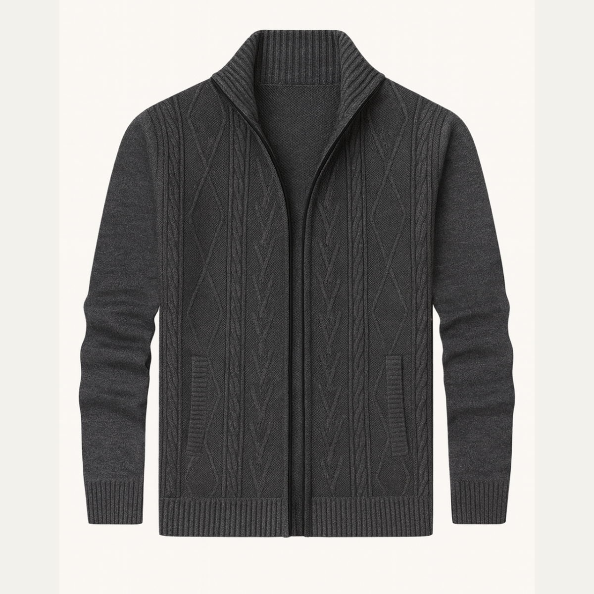 Classic Zip Up Wool Sweater