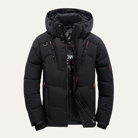 Men's Warm Zip Up Puffer Coat with Pockets - OutfitLondon