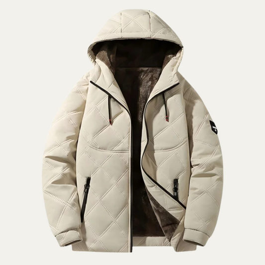 Men's Padded Hooded Stitched Parka Jacket - OutfitLondon