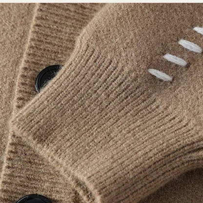 Classic Crew Neck Sweater with Dark Buttons