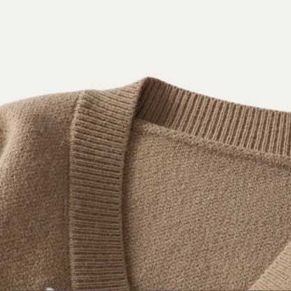 Classic Crew Neck Sweater with Dark Buttons