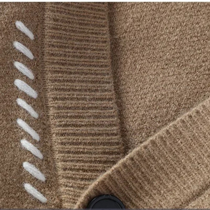 Classic Crew Neck Sweater with Dark Buttons