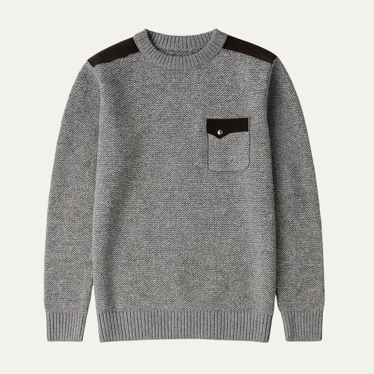 Classic Grey Patterned Crew Neck Sweater - OutfitLondon