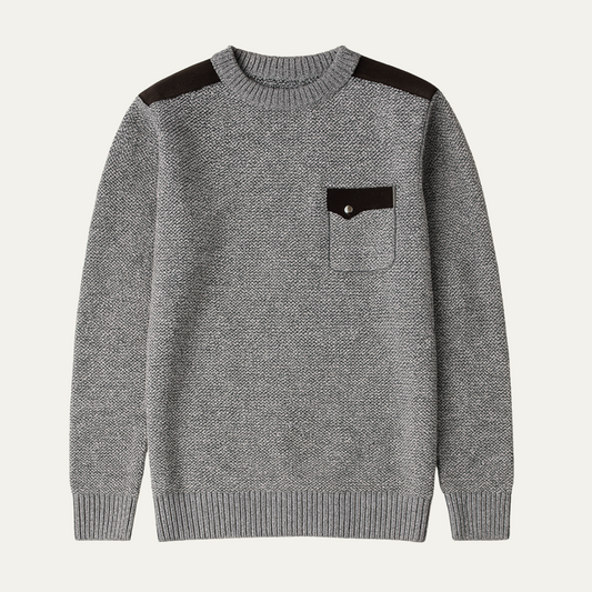 Classic Grey Patterned Crew Neck Sweater - OutfitLondon