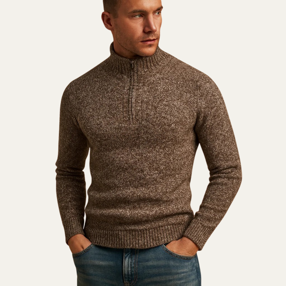 Thick Textured Crew Neck Winter Sweater