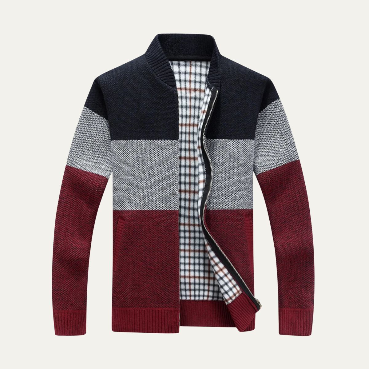Men's Multi-Colored Fleece Zip Up Jacket