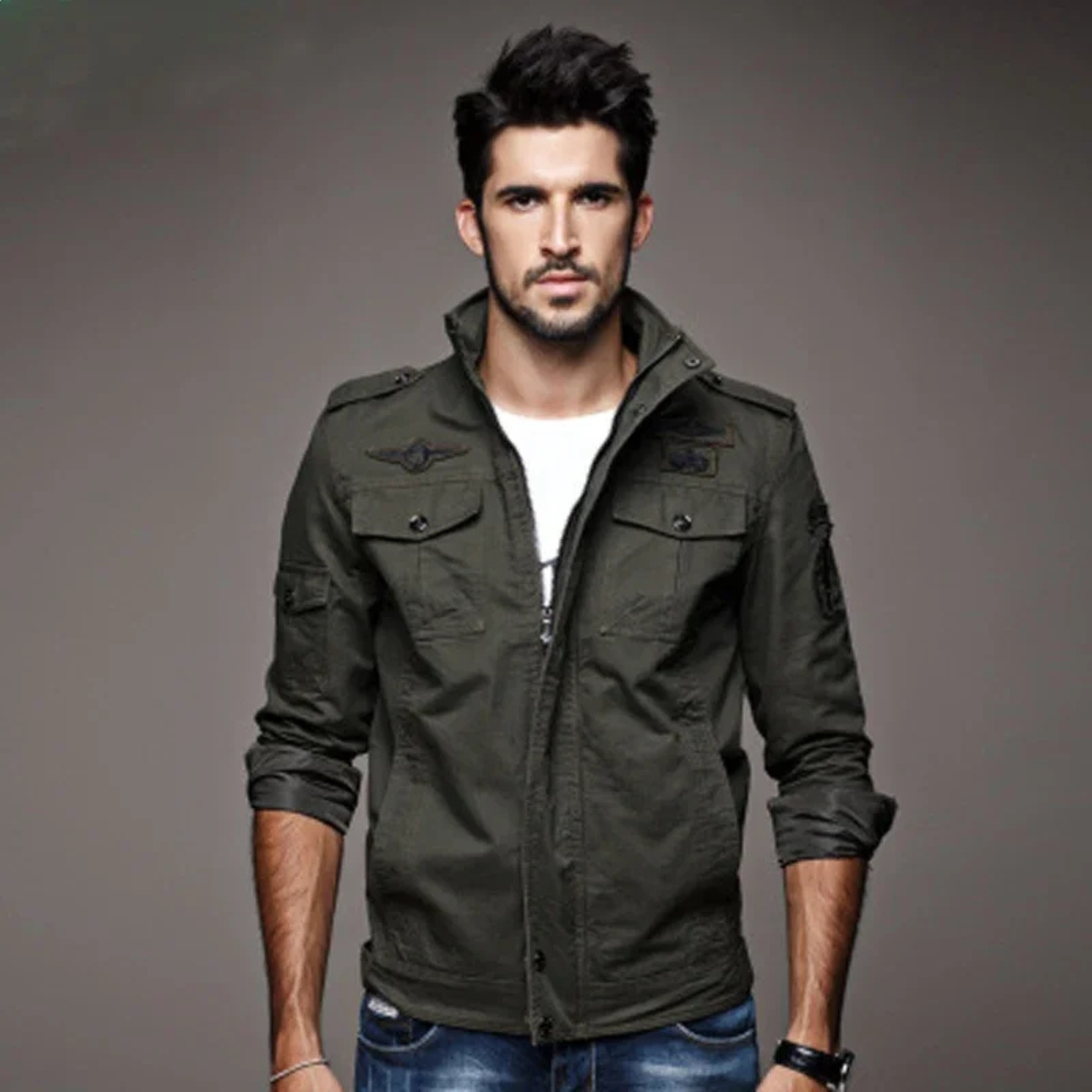 Tactical Army Style Parka Jacket with Collar