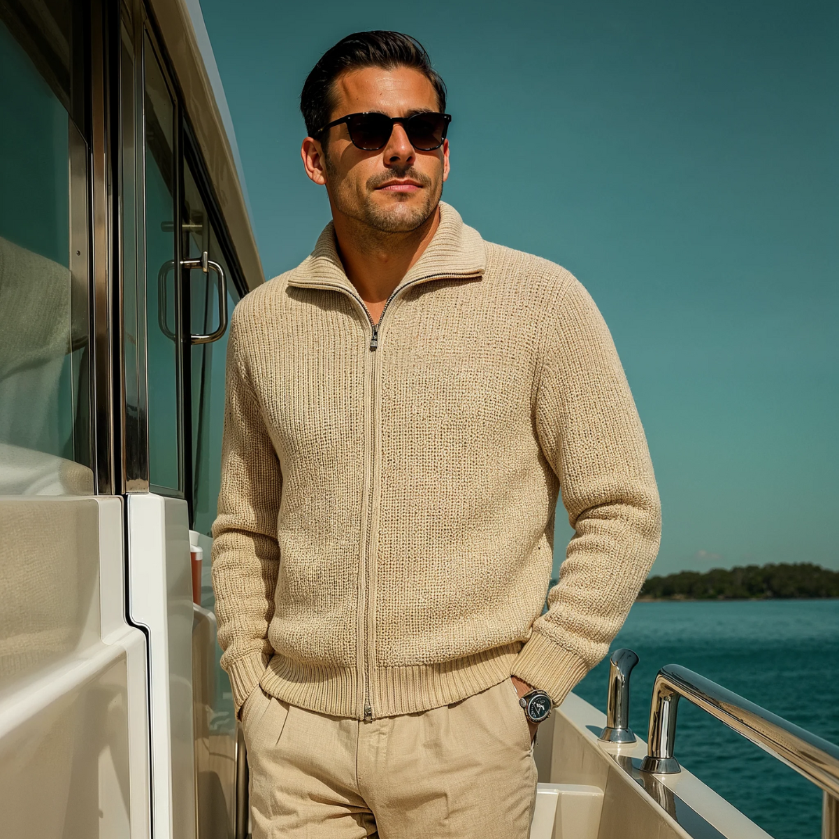 Classic Zip Up Mens Sweater