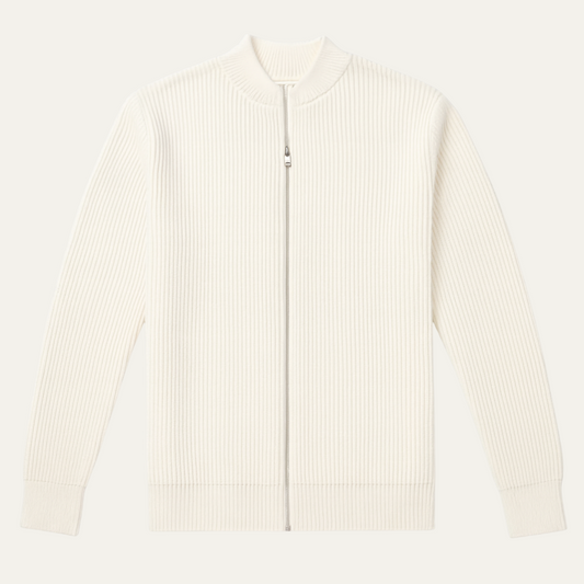 Men's Slim Fit Ribbed Zip Jacket Sweater - OutfitLondon