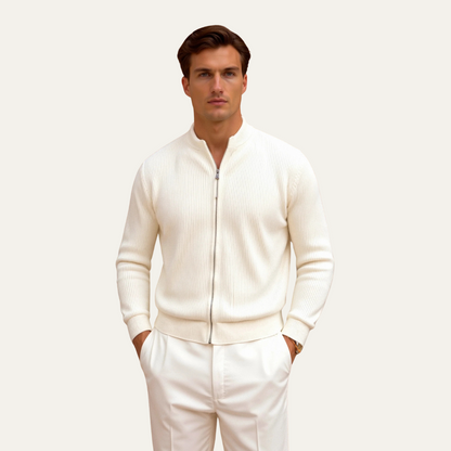 Men's Slim Fit Ribbed Zip Jacket Sweater