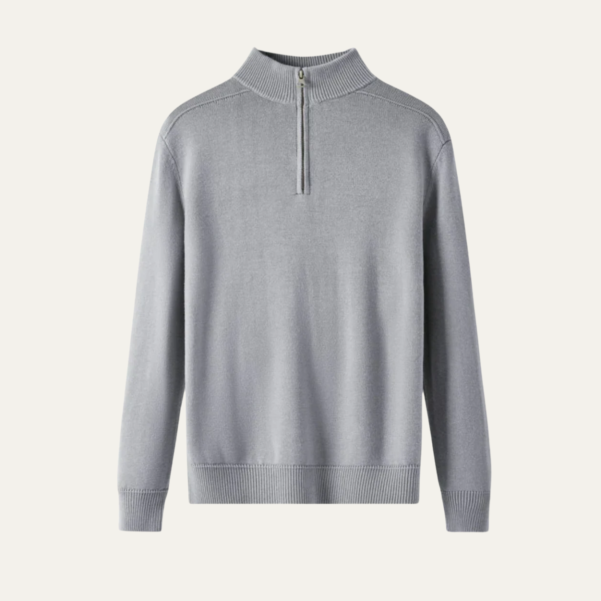 Classic Crew Neck Quarter Zip Sweater for Men - OutfitLondon